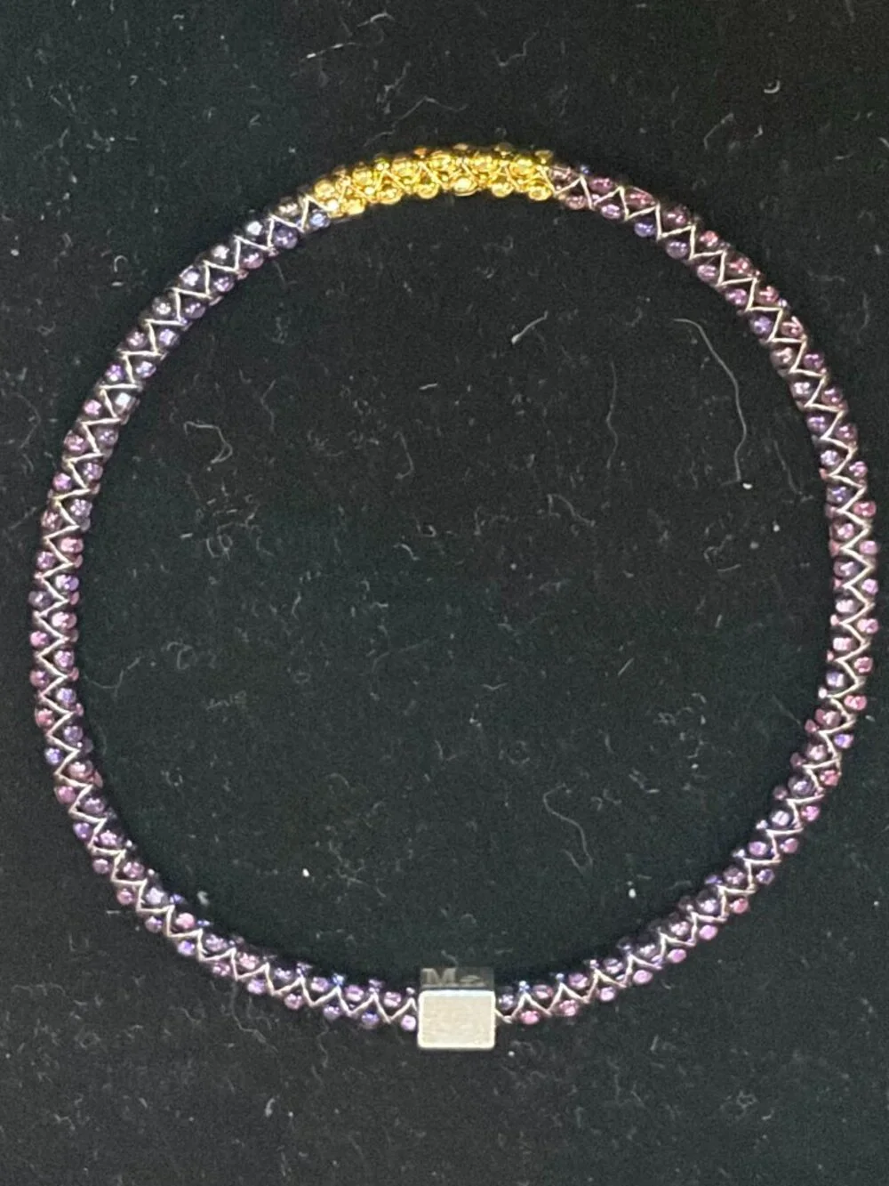 Mignon Faget Halo Bangle, Faceted, Purple and Gold, Size M